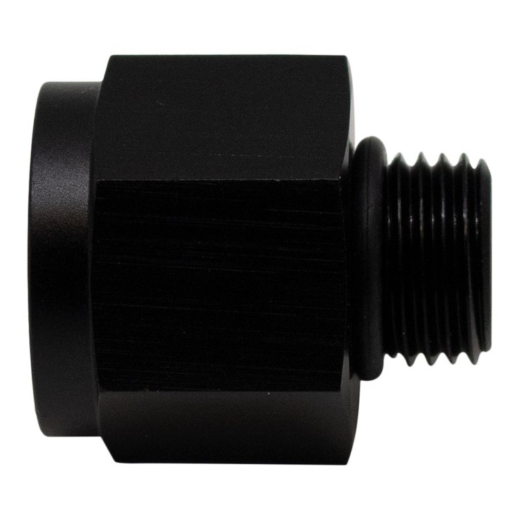 6020605B 6AN ORB Male to M18 X 1.5 Metric Female (Incl O-Ring) Anodized Matte Black