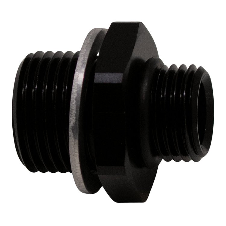 6020606B 6AN ORB Male to M18 X 1.5 Metric Male (Incl O-Ring and Crush Washer) Anodized Matte Black