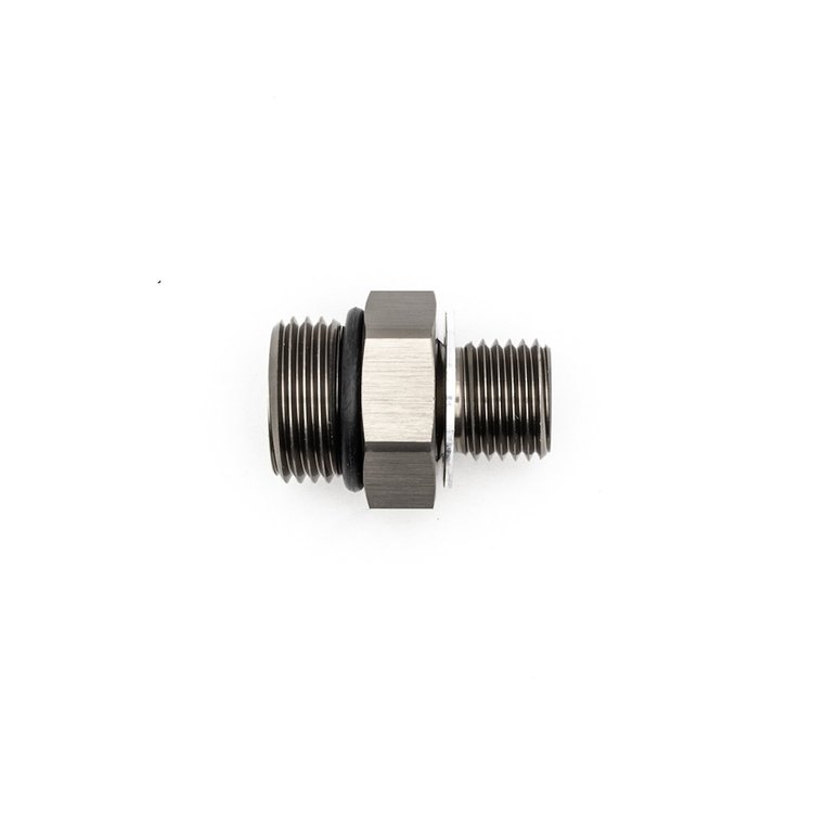 6020609 8AN ORB Male to M14 X 1.5 Metric Male (Incl O-Ring and Crush Washer) Anodized DW Titanium