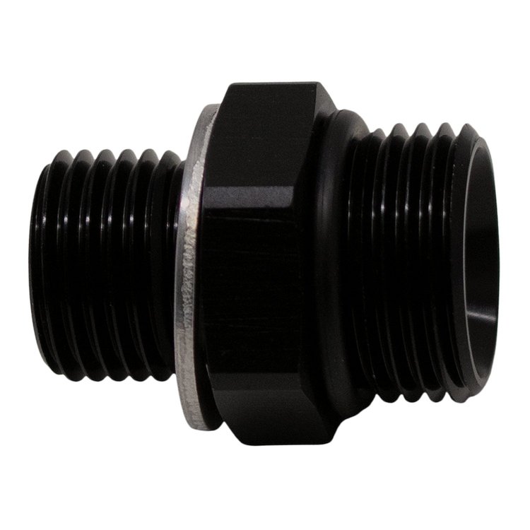 6020610B 8AN ORB Male to M16 X 1.5 Metric Male (Incl O-Ring and Crush Washer) Anodized Matte Black