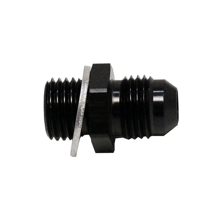 6020614B 6AN Male Flare to M14 X 1.5 Male Metric Adapter (Incl Crush Washer) Anodized Matte Black