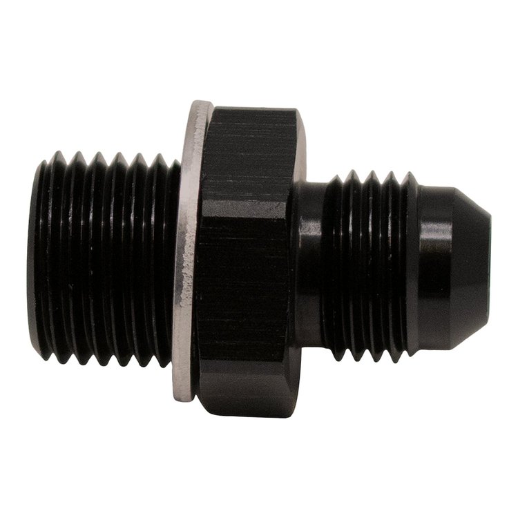 6020615B 6AN Male Flare to M16 X 1.5 Male Metric Adapter (Incl Crush Washer) Anodized Matte Black
