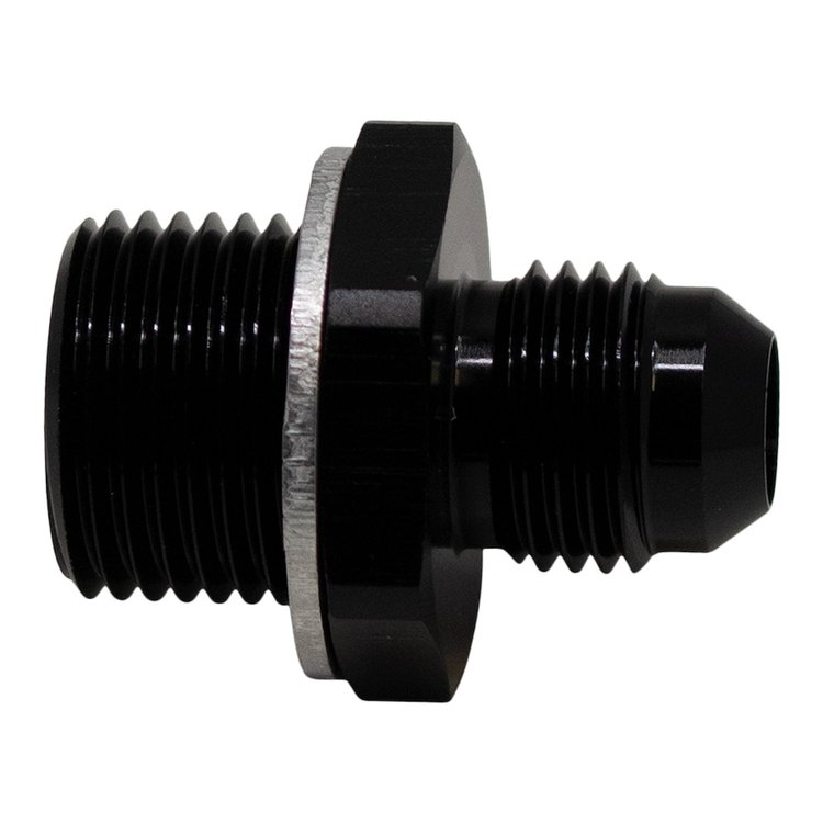 6020616B 6AN Male Flare to M18 X 1.5 Male Metric Adapter (Incl Crush Washer) Anodized Matte Black