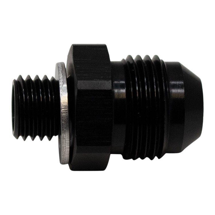 6020617B 8AN Male Flare to M12 X 1.5 Male Metric Adapter (Incl Crush Washer) Anodized Matte Black
