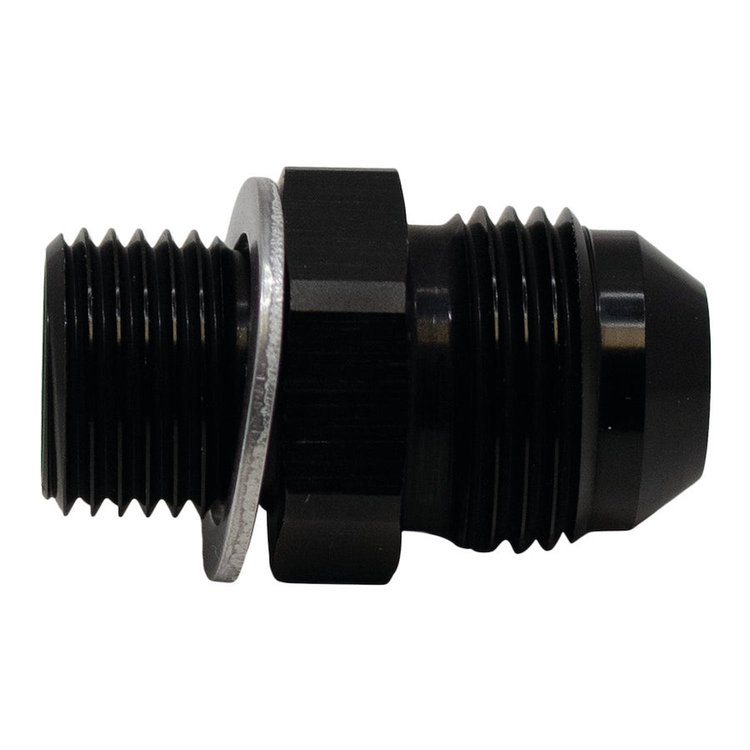 6020619B 8AN Male Flare to M16 X 1.5 Male Metric Adapter (Incl Crush Washer) Anodized Matte Black