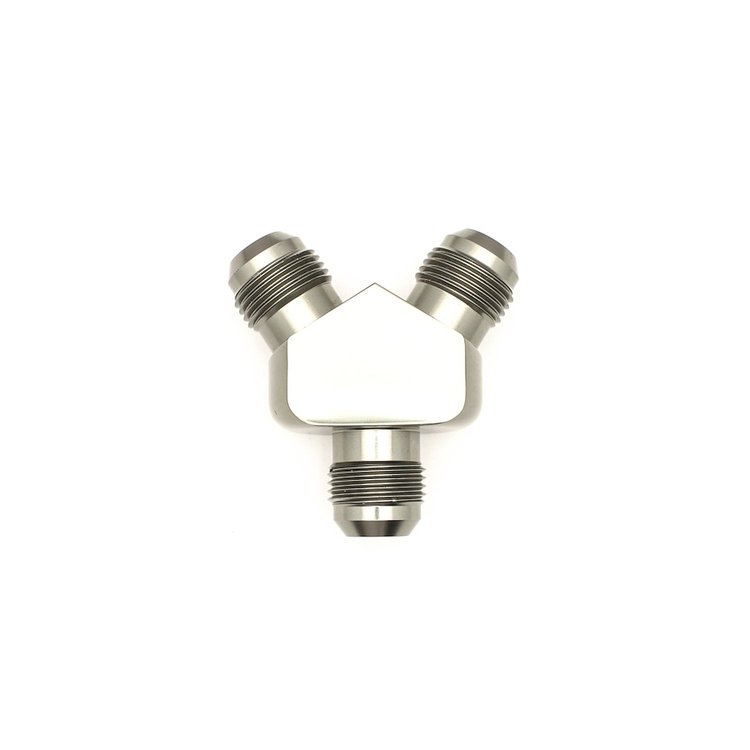 6020707 10AN Male Flare to 10AN Male Flare to 10AN Male Flare Y-Block Fitting Anodized DW Titanium