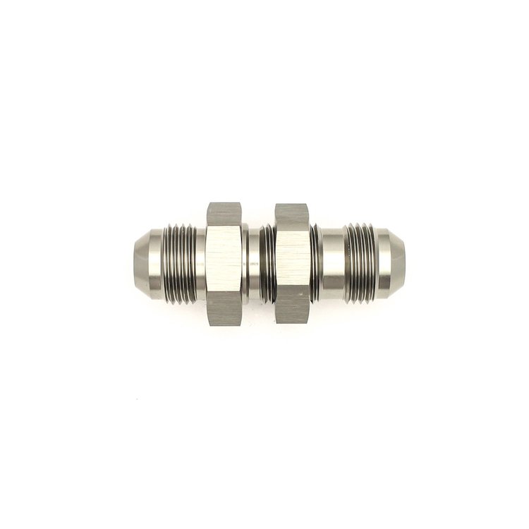 6020709 8AN Male Flare to 8AN Male Flare Bulkhead Adapter (Incl Nut) Anodized DW Titanium