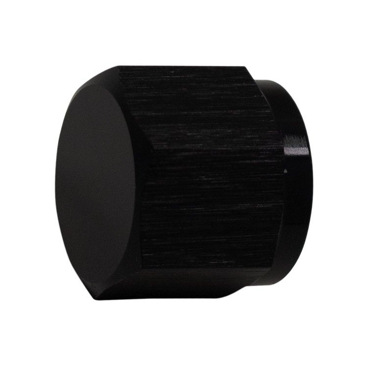 6020714B 6AN Female Flare Cap Anodized Matte Black