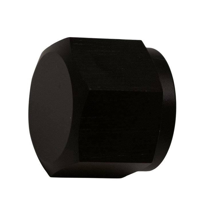 6020715B 8AN Female Flare Cap Anodized Matte Black