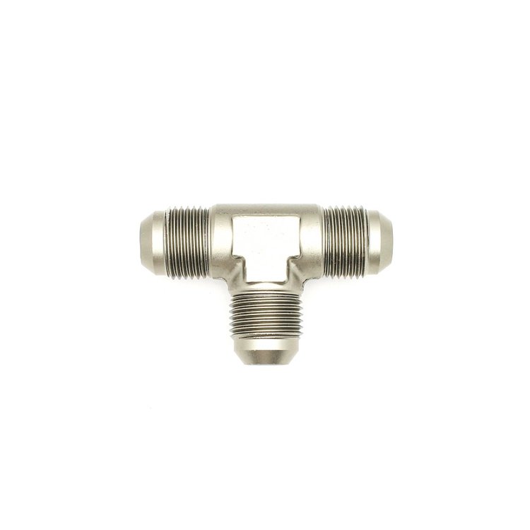6020722 8AN Male Flare to 8AN Male Flare to 8AN Male Flare Tee Fitting Anodized DW Titanium