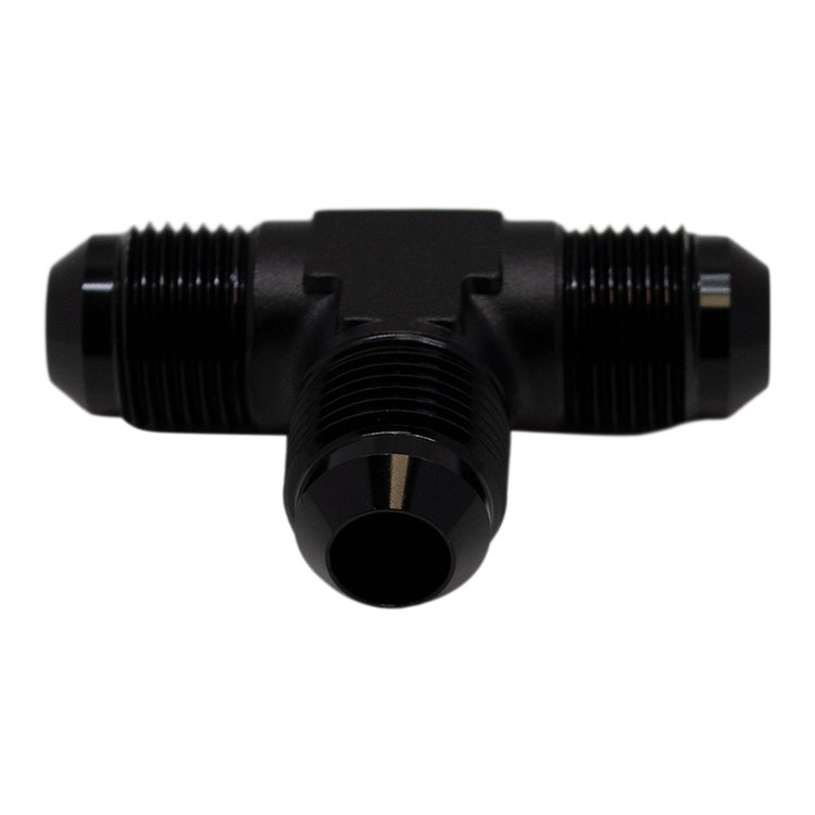 6020722B 8AN Male Flare to 8AN Male Flare to 8AN Male Flare Tee Fitting Anodized Matte Black