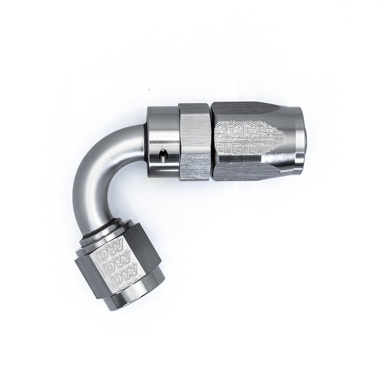 6020820 6 AN Female Flare Swivel 120-Degree Hose End CPE Anodized DW Titanium