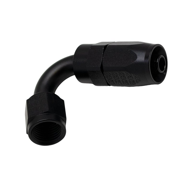 6020820B 6 AN Female Flare Swivel 120-Degree Hose End CPE Anodized Matte Black