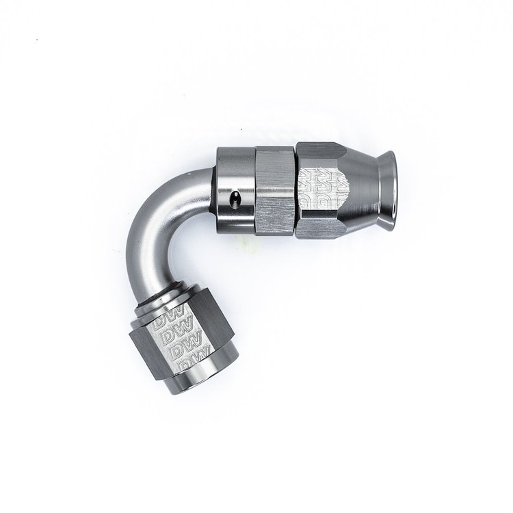 6020872 6 AN Female Flare Swivel (Incl Ferule/Olive) 120-Degree Hose End PTFE Anodized DW Titanium