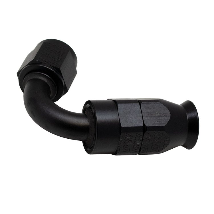 6020872B 6 AN Female Flare Swivel (Incl Ferule/Olive) 120-Degree Hose End PTFE Anodized Matte Black