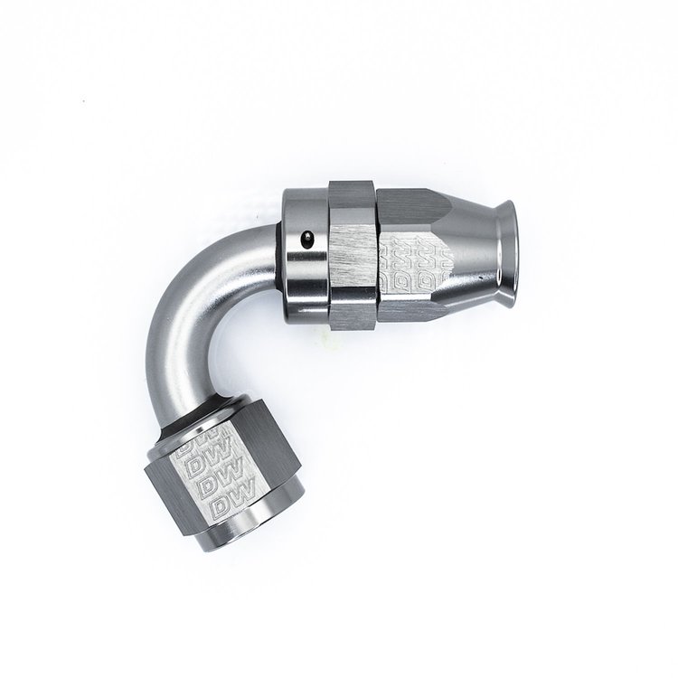 6020875 8 AN Female Flare Swivel (Incl Ferule/Olive) 120-Degree Hose End PTFE Anodized DW Titanium