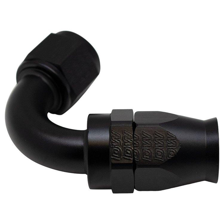 6020878B 10AN Female Flare Swivel (Incl Ferule/Olive) 120-Degree Hose End PTFE Anodized Matte Black