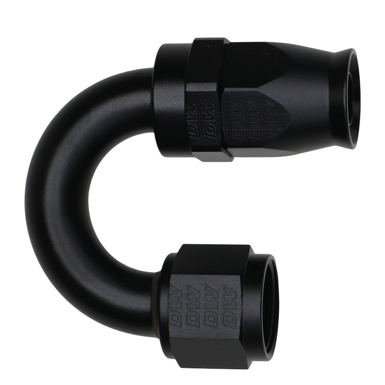 6020885B 10AN Female Flare Swivel (Incl Ferule/Olive) 180-Degree Hose End PTFE Anodized Matte Black