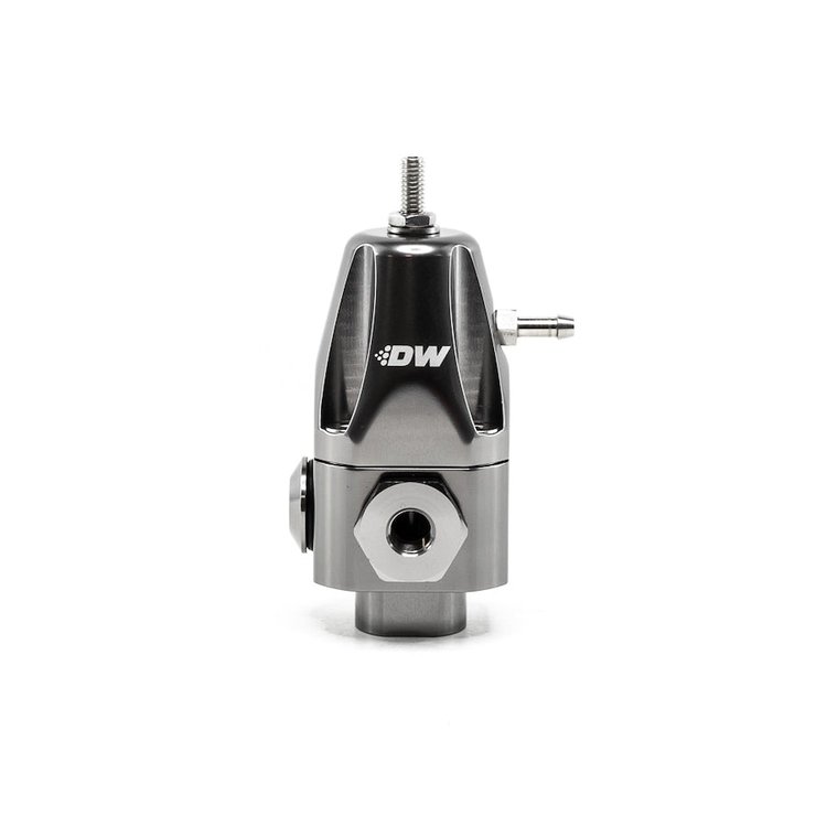 61000FRT DWR1000 adjustable fuel pressure regulator anodized titanium. Dual -8AN inlet and -6AN outlet. Universal fitment