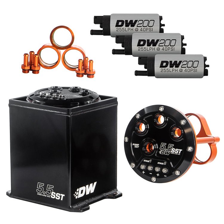 620155ST 5.5L Staged Surge Tank Universal. Includes 3 DW200 Fuel Pumps.