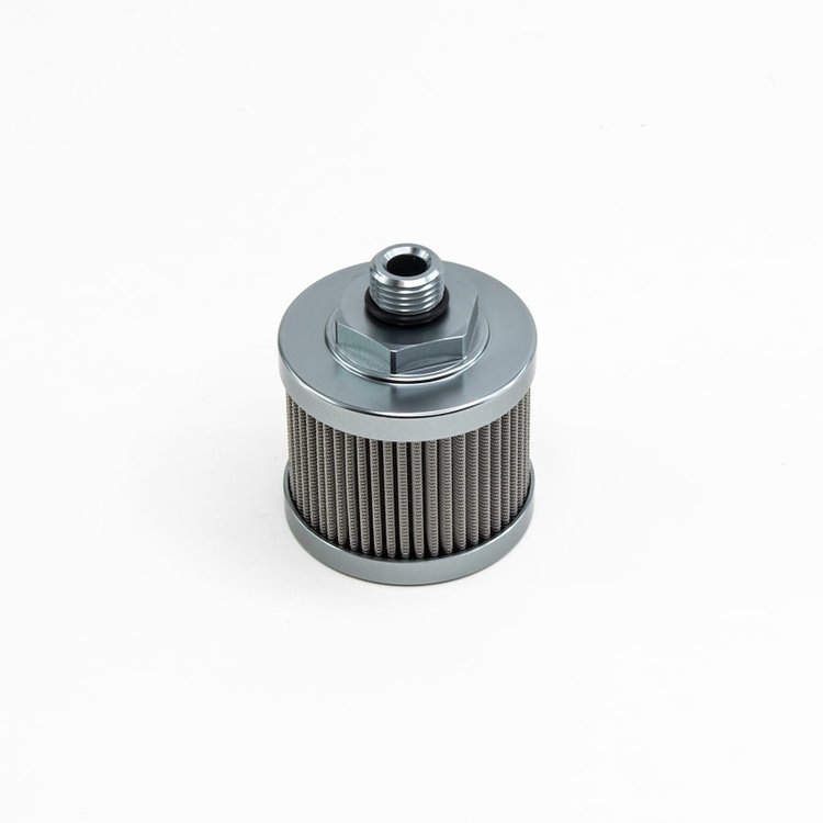 80106100 Fuel pump pre-filter SS 6AN 100 micron universal. Fits DW in-line fuel pump PN 9-250
