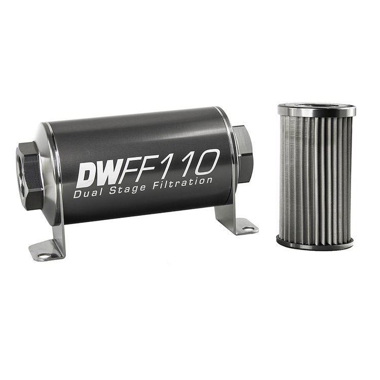 803110010K In-line fuel filter element and housing kit stainless steel 10 micron -10AN 110mm. Universal
