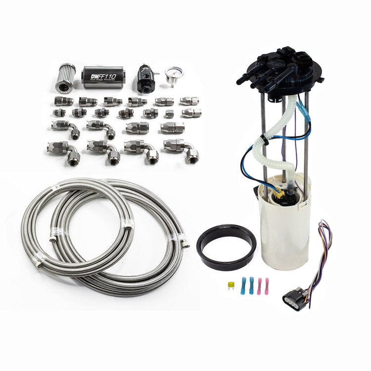94016037011 DW400 Pump Module + Return Kit SS PTFE for Chevy Silverado 1500/2500/3500 & GMC Sierra 1500/2500/3500 1999-2004