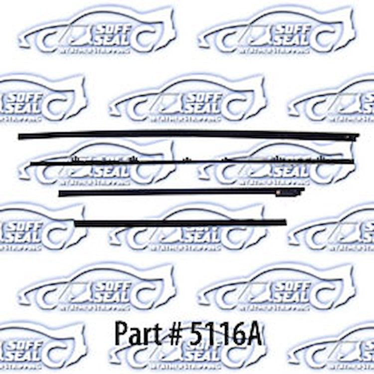 Window weatherstrip, original style with round bead 8 piece 65 Chevelle Hardtop