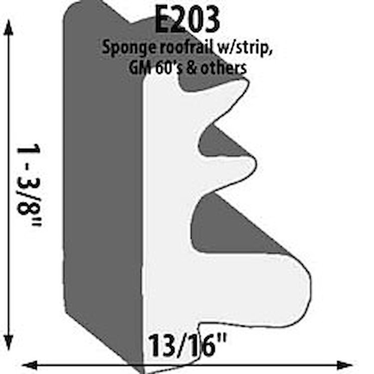 Roofrail Weatherstrip Extrusion Height: 1-3/8"