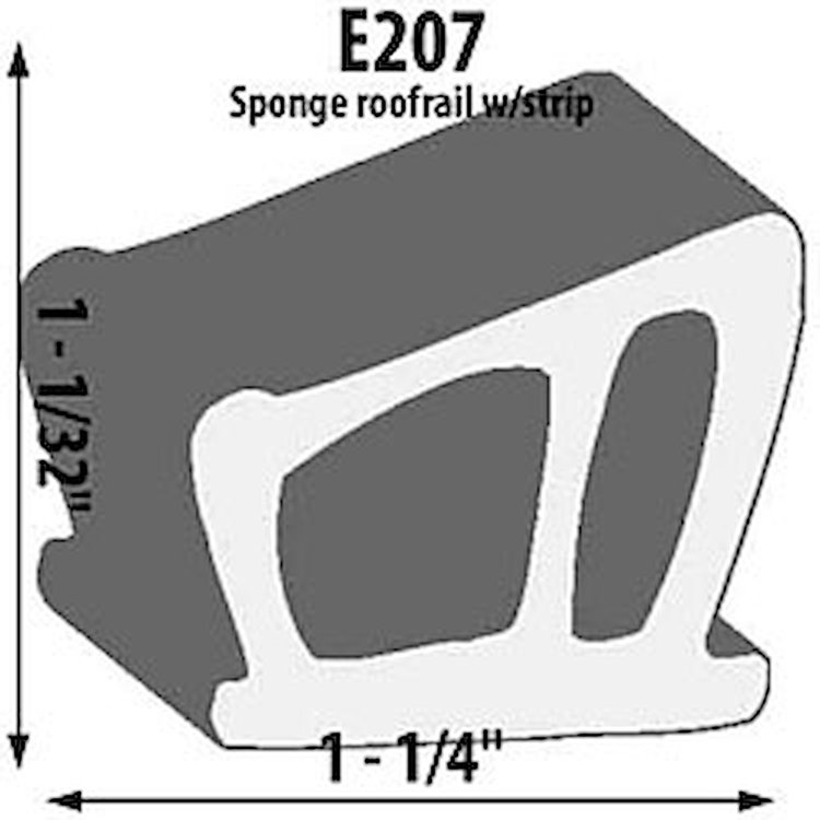 Front Roofrail Weatherstrip Extrusion Height: 1-1/32"