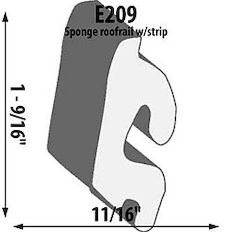 Roofrail Weatherstrip Extrusion Height: 1-9/16"
