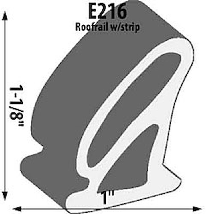 Roofrail Weatherstrip Extrusion Height: 1-1/8"