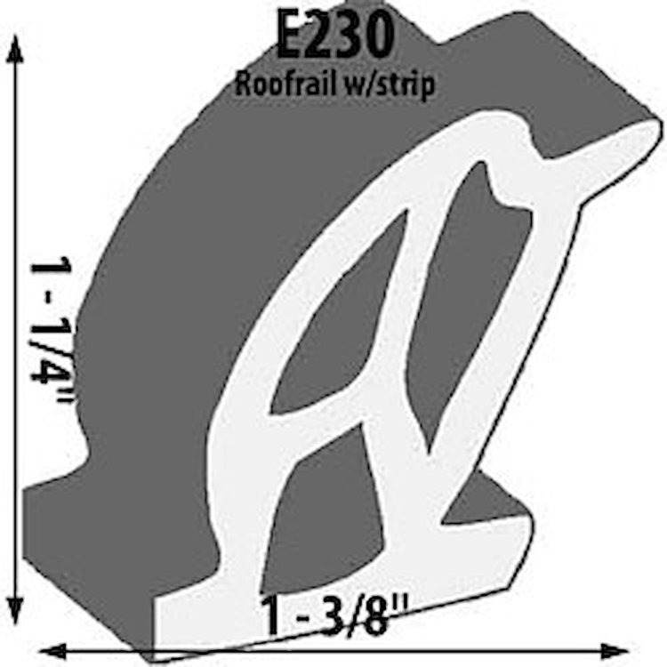 Roofrail Weatherstrip Extrusion Height: 1-1/4"