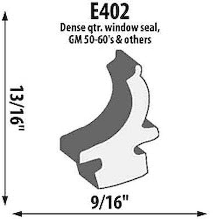 Quarter Window Seal Extrusion Height: 13/16"
