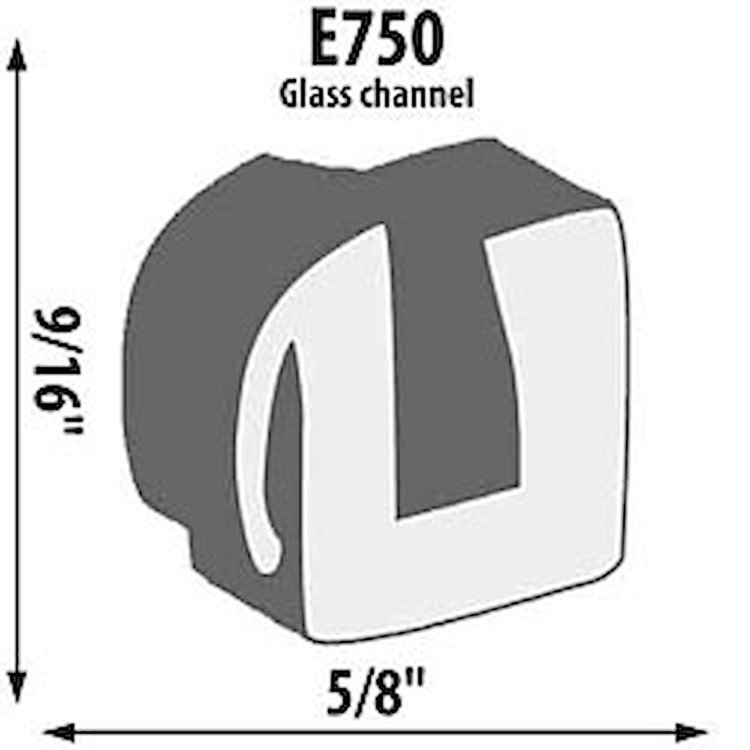 Glass Channel Extrusion Height: 9/16"