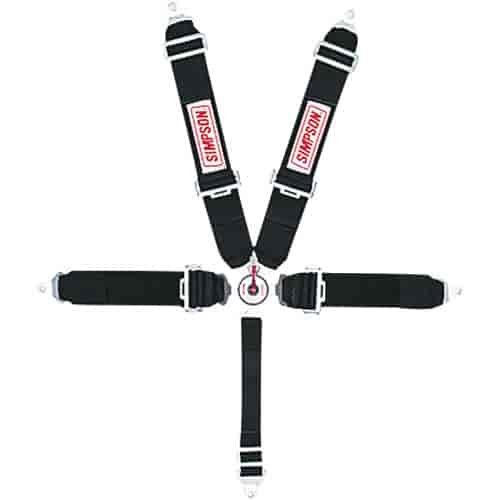 Rotary Camlock 5-Point Individual Harness 55" Lap Belt Pull-Down Lap Belt Adjusters