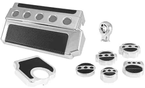 Engine Cap Cover Kit 2010-2015 Chevy Camaro - Chrome w/Carbon Fiber