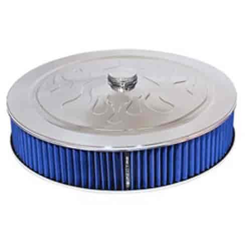 14 X 3 FLAMED AIR CLEANER CHROME-BLUE hpR FILTER