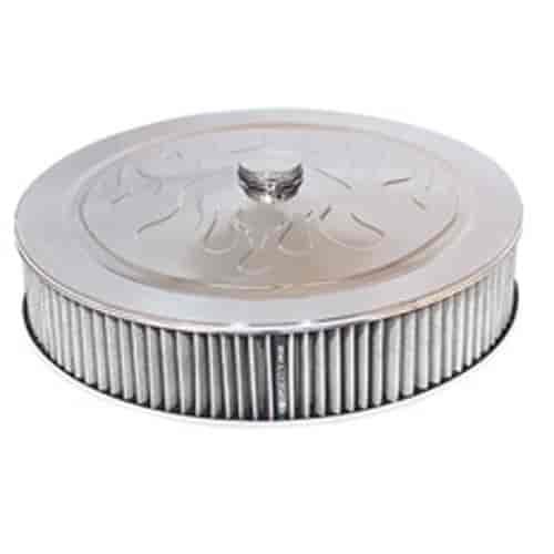 14 X 3 FLAMED AIR CLEANER CHROME-WHITE hpR FILTER