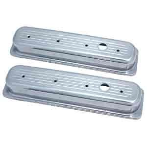 Polished Aluminum Valve Covers 1987-1995 Small Block Chevy (Centerbolt) Stock Height Ball Milled