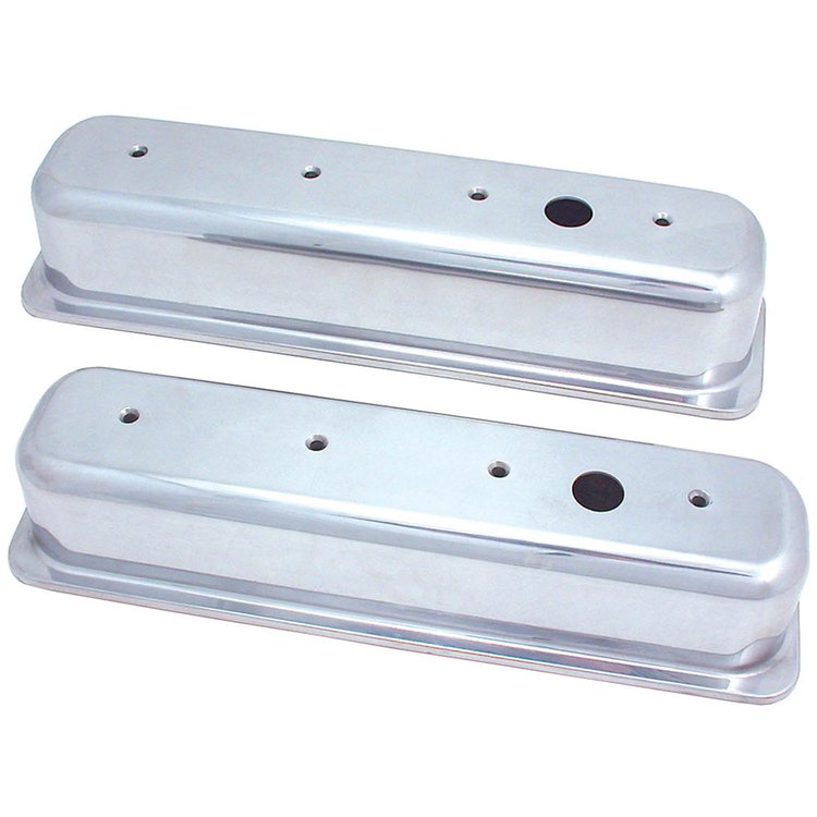 Polished Aluminum Valve Covers 1987-1995 Small Block Chevy (Centerbolt) Tall Smooth