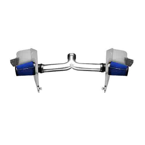 AIR INTAKE KIT 67 72 CHEVY PICKUP LSX DUAL 4 INLET SPEED DENSITY / BOOT IN MAFS BLUE HPR FILTERS
