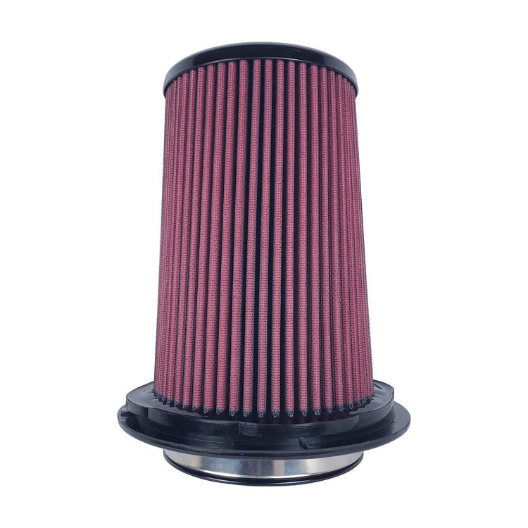 8-Layer Oiled Cotton Gauze Air Filter, 5 in. Flange ID, 8 in. Twist Lock Base, 7.9 in. Media Height, 5.3 in. Top