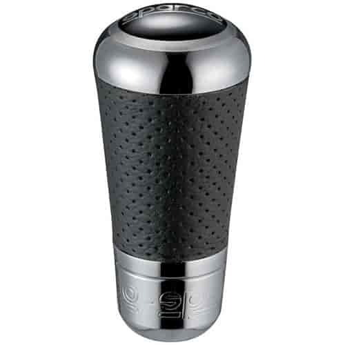 Techno Shift Knob Chrome Wrapped in Perforated Leather