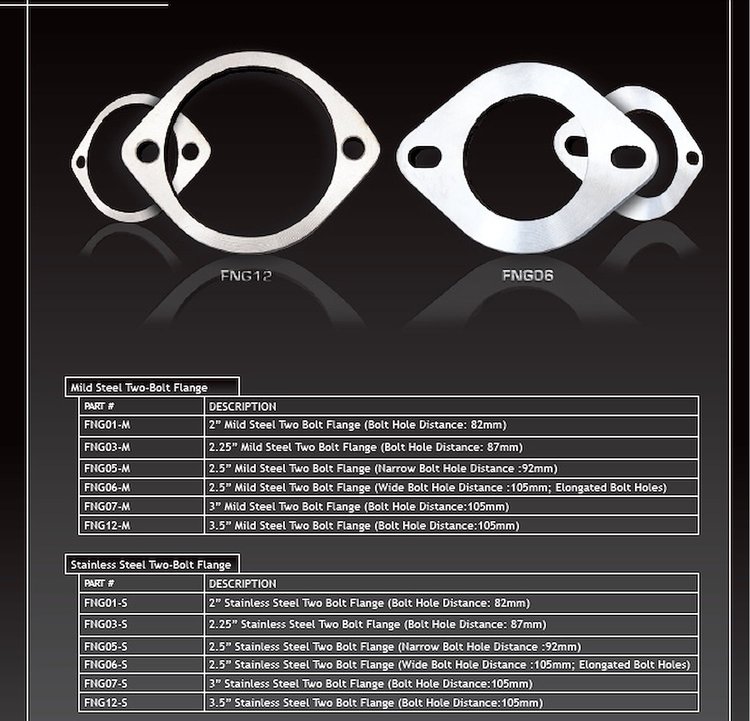 FNG12-S Exhaust Flange, 2-Bolt, 304 Stainless Steel, 3.5 in.