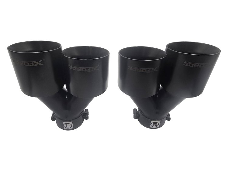 TY-AW4L-76BLK Twin 4 in. Round Angle Cut Exhaust Tip Black [304 Stainless Steel]
