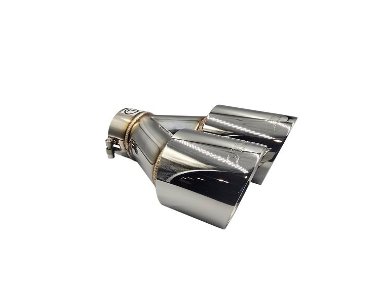 TY-AW4l-63 Twin 4 in. Round Angle Cut Dual Wall Exhaust Tip for Left Hand Side [Polished 304 Stainless Steel]