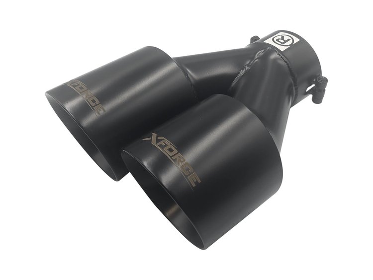 TY-AW4R-76(BLACK) Twin 4 in. Round Angle Cut Right Side Exhaust Tip Matte Black [304 Stainless Steel]