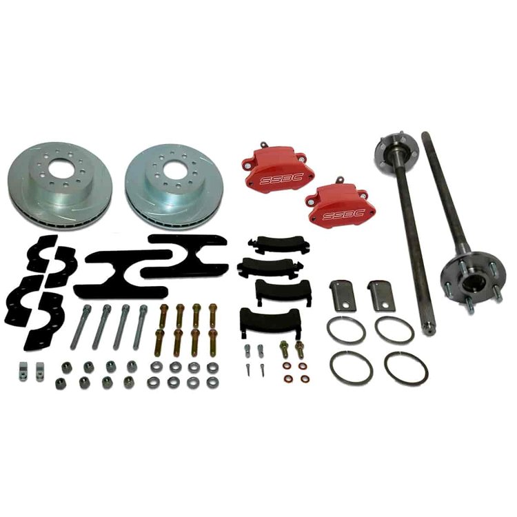 Sport R1 Plus Disc Brake Conversion Kit Red Calipers Rear w/12.8 in. Rotors Incl Moser 5 Lug Axle