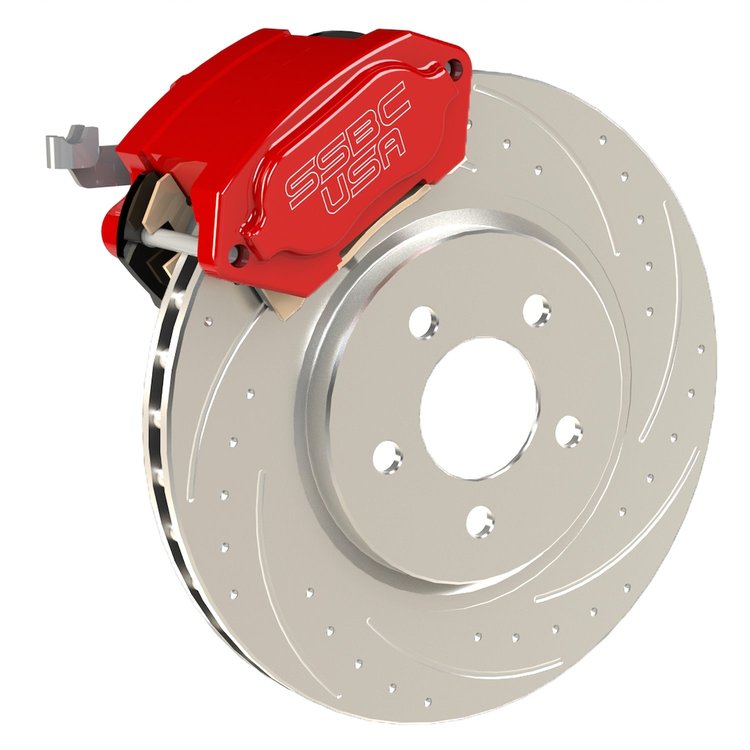 A550-21R-DS ​Rear Redline Large Bore Piston Billet Aluminum Caliper Kit for 2005-2014  Mustang [Includes DS Rotors, Red]